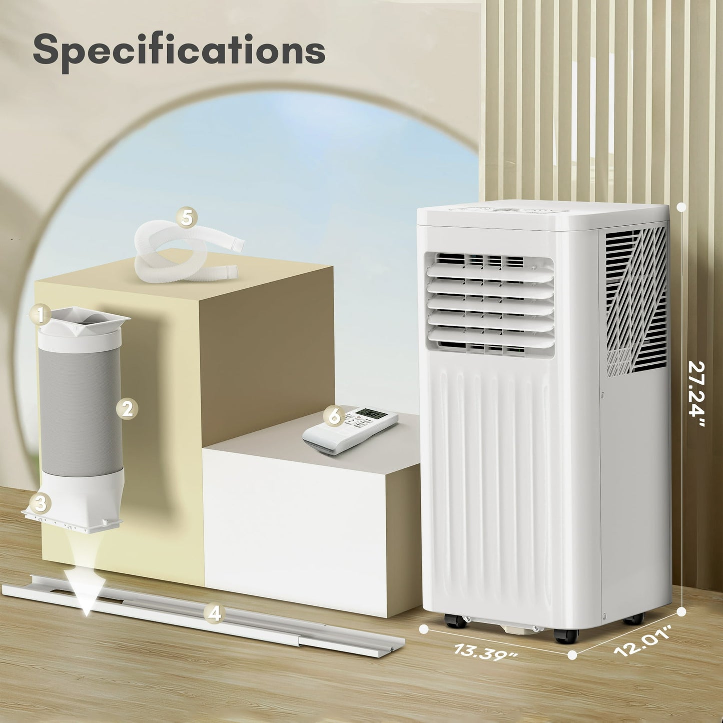 LHRIVER Portable Air Conditioner with Window Kits 6000BTU (10000 BTU ASHRAE), Dehumidifier, 2 Fan Speeds, AC unit