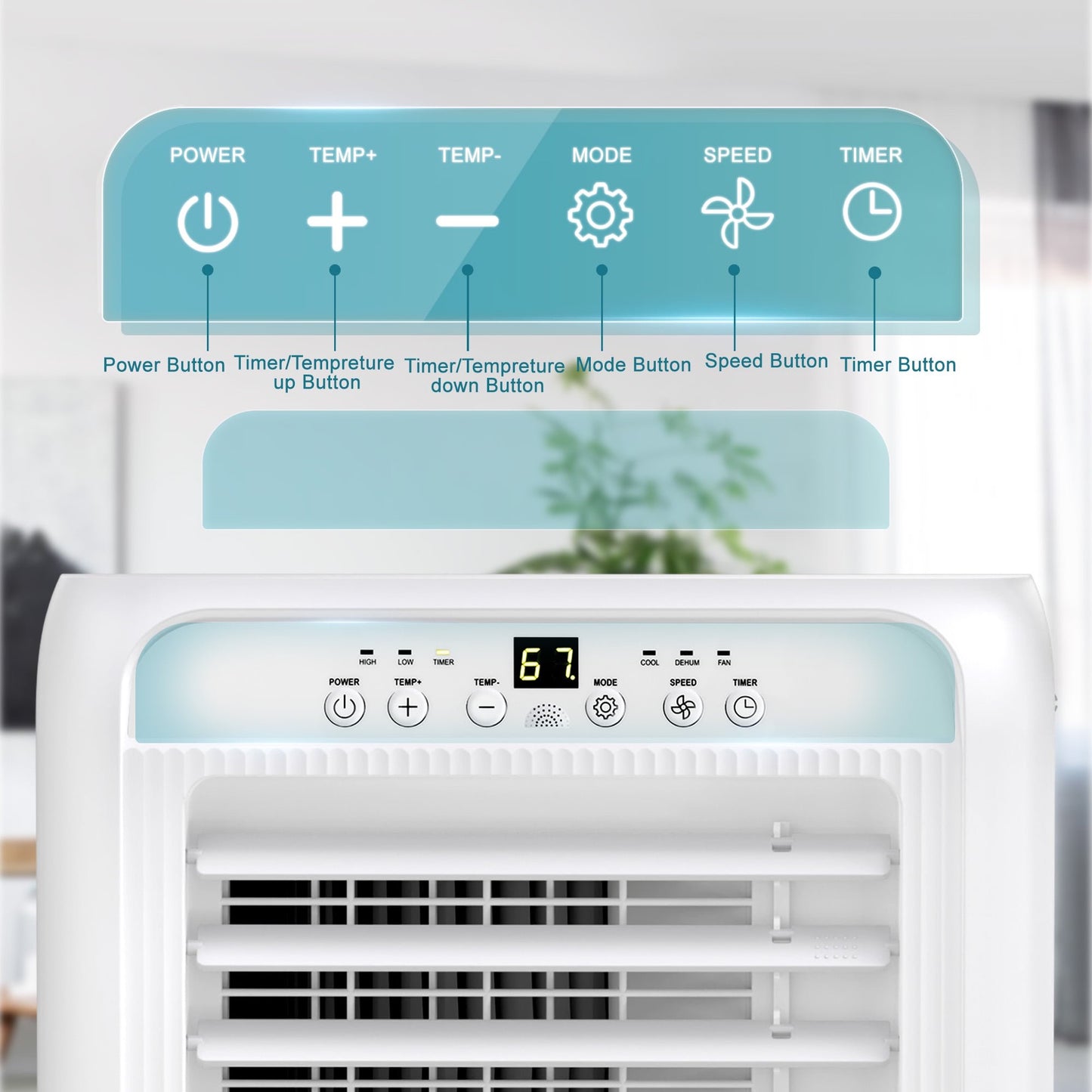 Havato 8000 BTU Portable Air Conditioner with Dehumidifier/Fan/Cooler, Cooling 250 Sq.ft, Remote Control, White