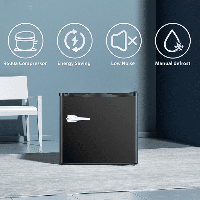 LHRIVER Mini Upright Freezer Compact Refrigerators,1.2Cu.ft Small Stand up Freezer for Home Office, Black