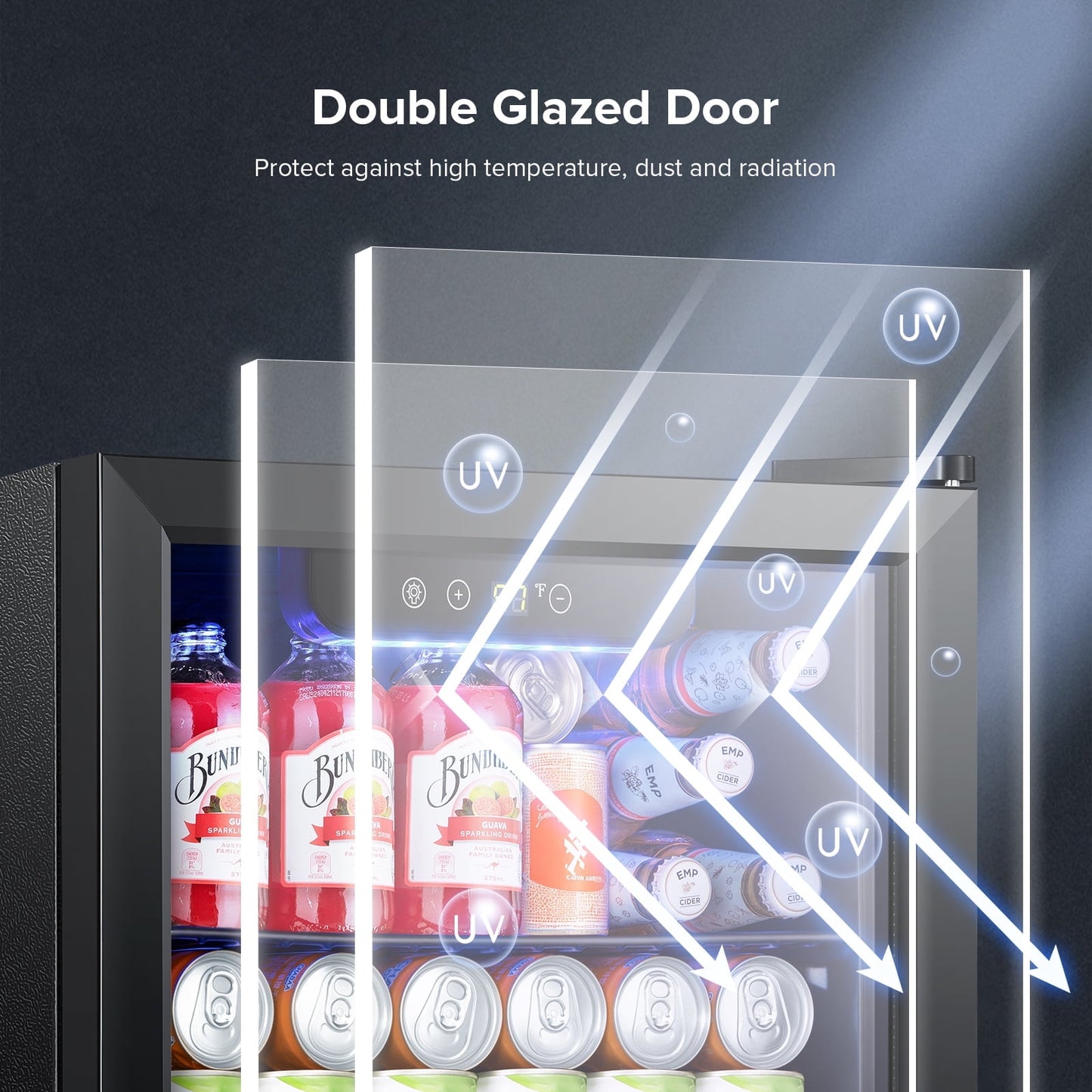 Havato 1.3Cu.Ft Beverage Cooler, 12 Bottles and 48 Cans Mini Refrigerator, Electronic Touch LED Light, Home/Bar/Office