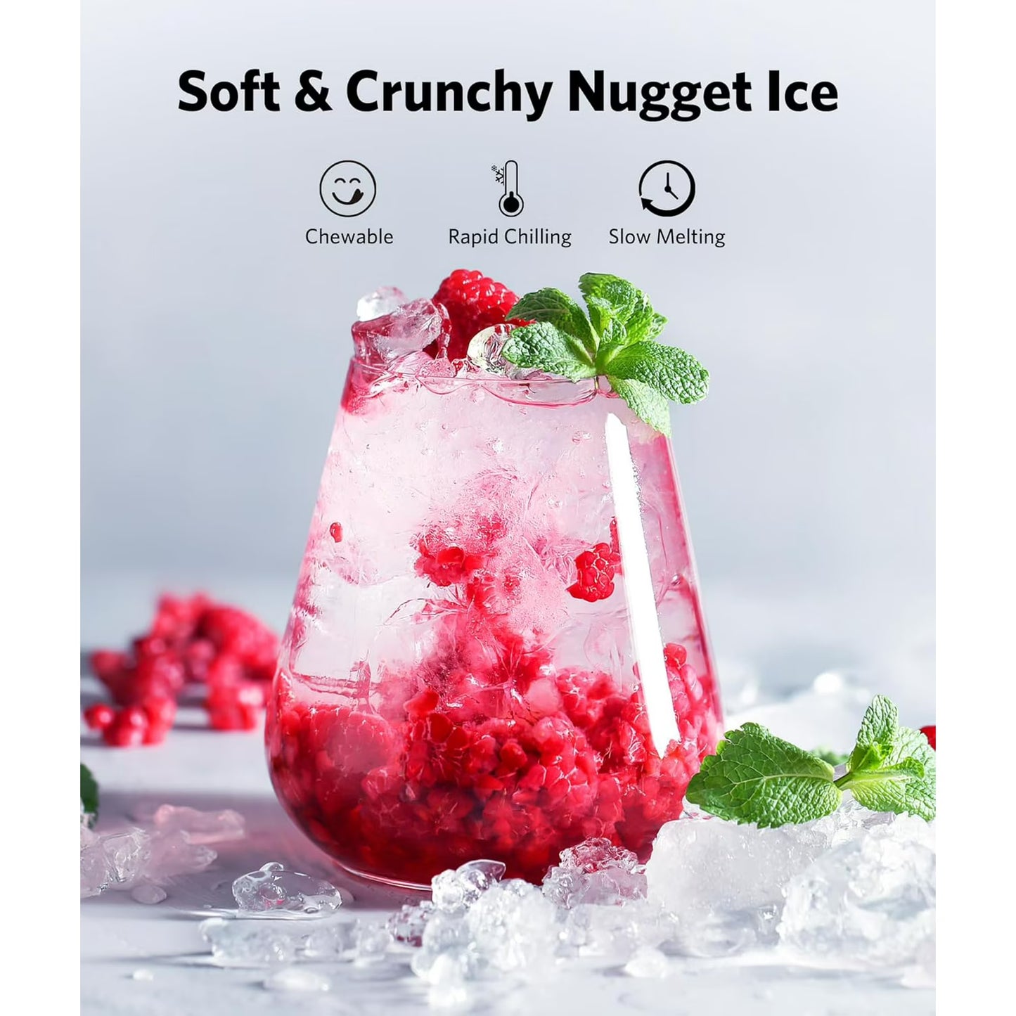 Havato Nugget Ice Maker, Extruded Ice & Chewed Ice, 34Lbs /24H, Self-Cleaning, Kitchen/Office/Party, Black