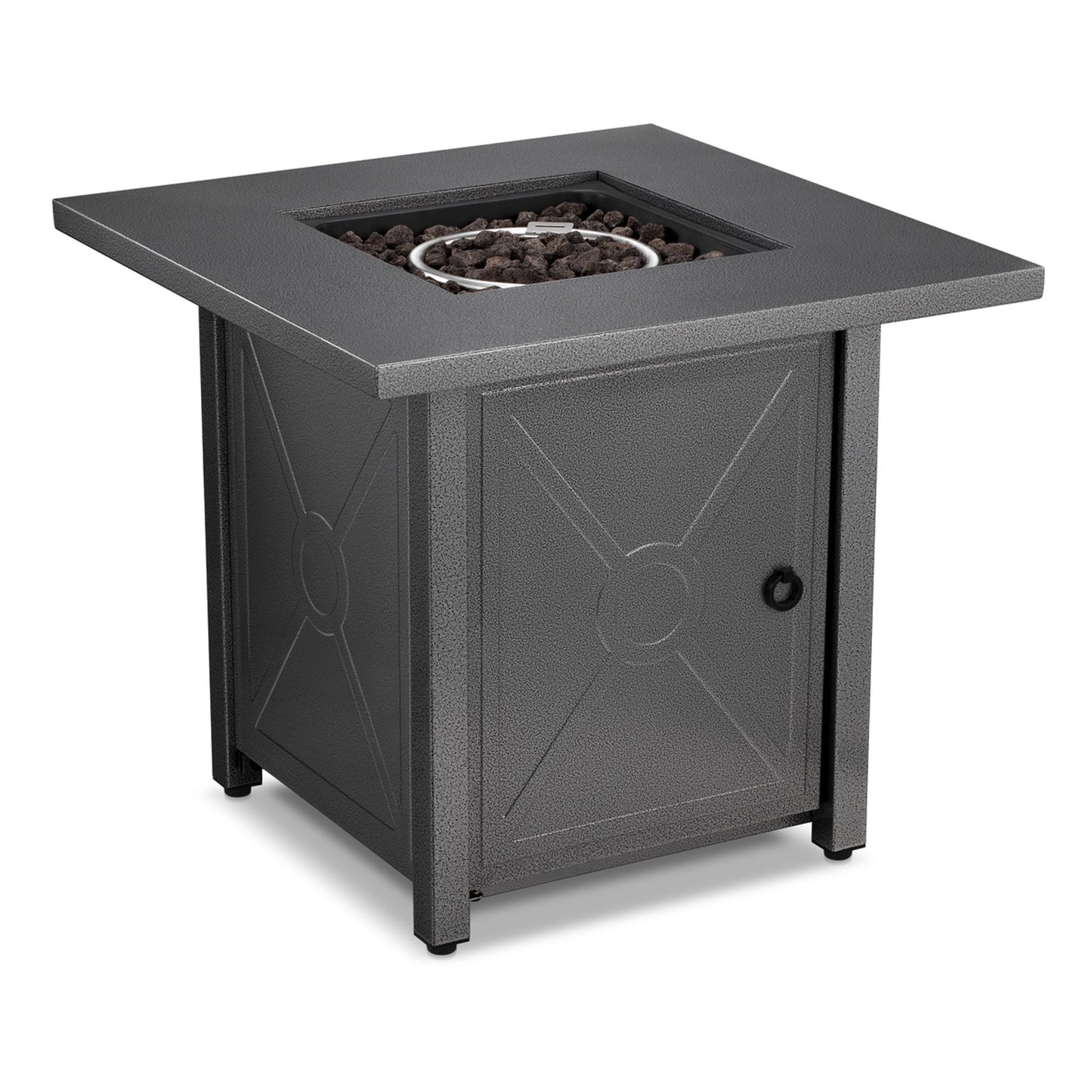 LHRIVER 28" Outdoor Propane Fire Pit Table with Lid, 50000 BTU Heat Output, Metal Stove with Lava Rocks, for Picnics/Bonfires/Patio Gardens