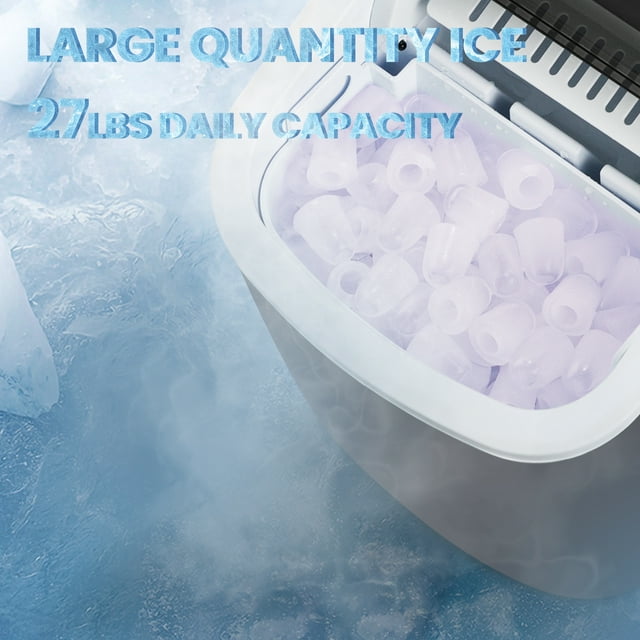 Havato Countertop Ice Maker, 9 Bullet Ice Cubes in 6 Mins, 26lbs/24H, w/ Scoop & Basket, Grey