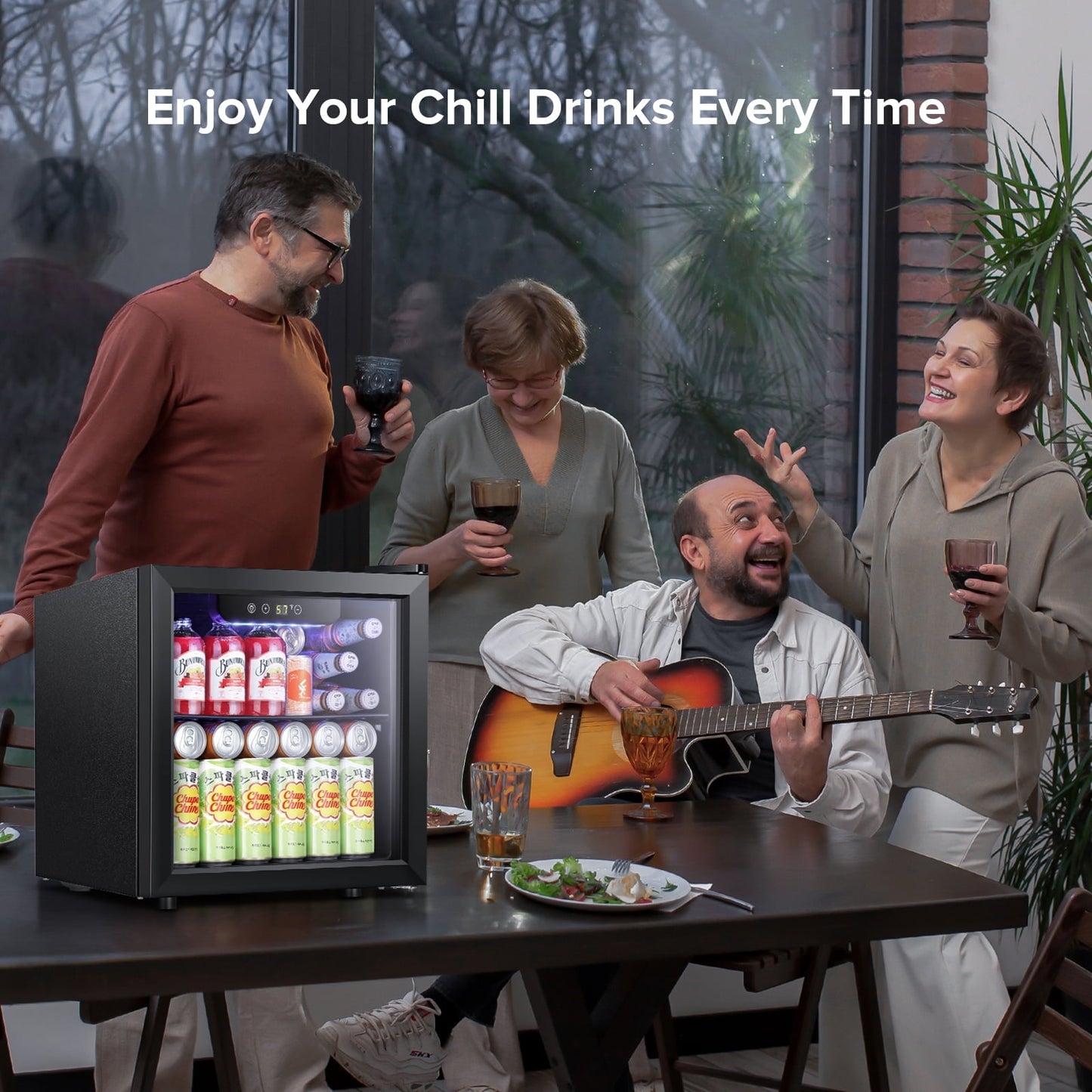 Havato 1.3Cu.Ft Beverage Cooler, 12 Bottles and 48 Cans Mini Refrigerator, Electronic Touch LED Light, Home/Bar/Office