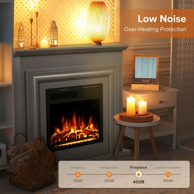 LHRIVER Electric Fireplace, Free Standing Fireplace, with Remote Control, Adjustable LED Flame, 750W/1500W -(Grey)