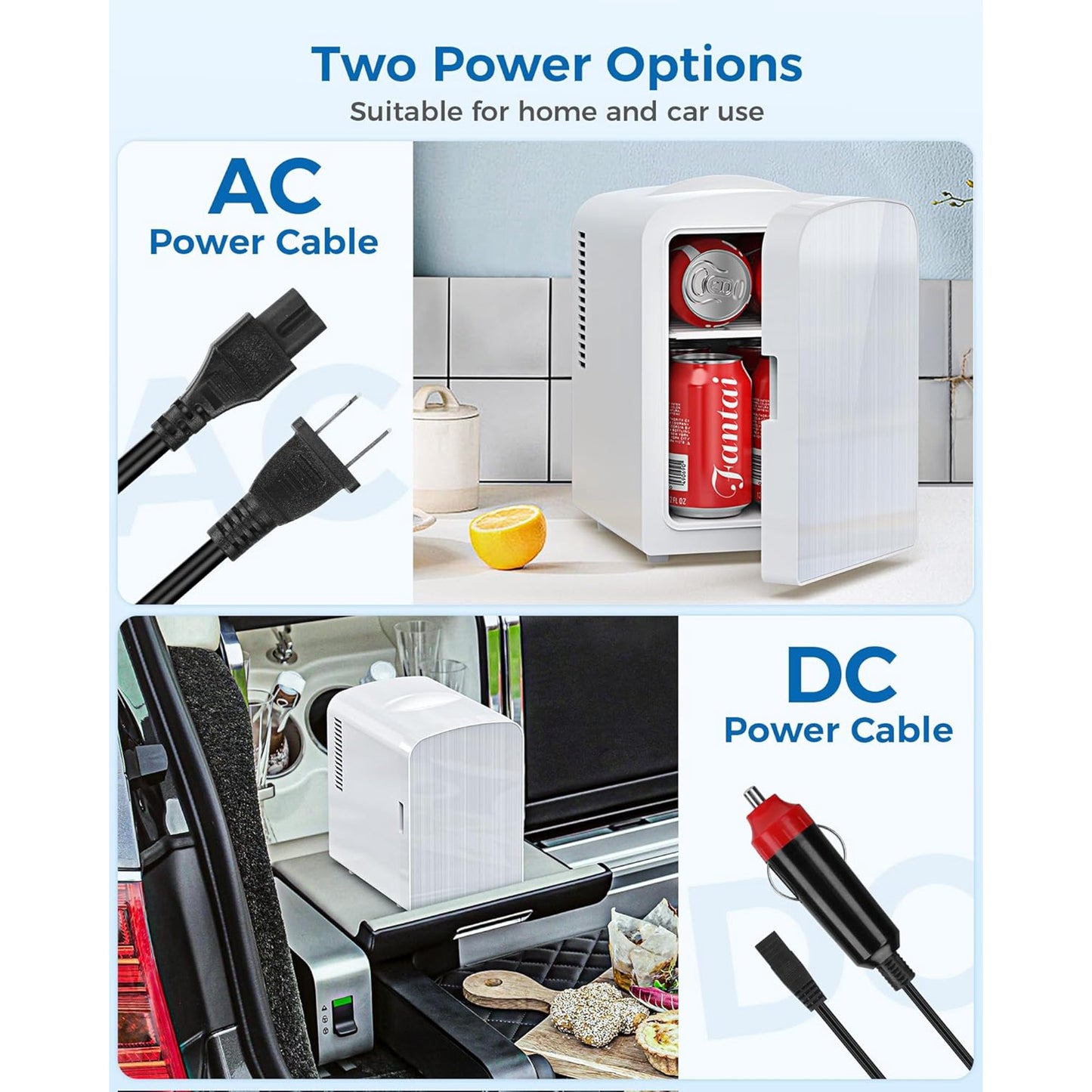 Havato Mini Fridge, Portable 4L/6 Can Electric Plug In Cooler & Warmer suit Office Desk & Dorm Room,for Food, Beverage, Skincare Beauty & Makeup,110 V AC/12 V DC Option for Bedroom - Car, White