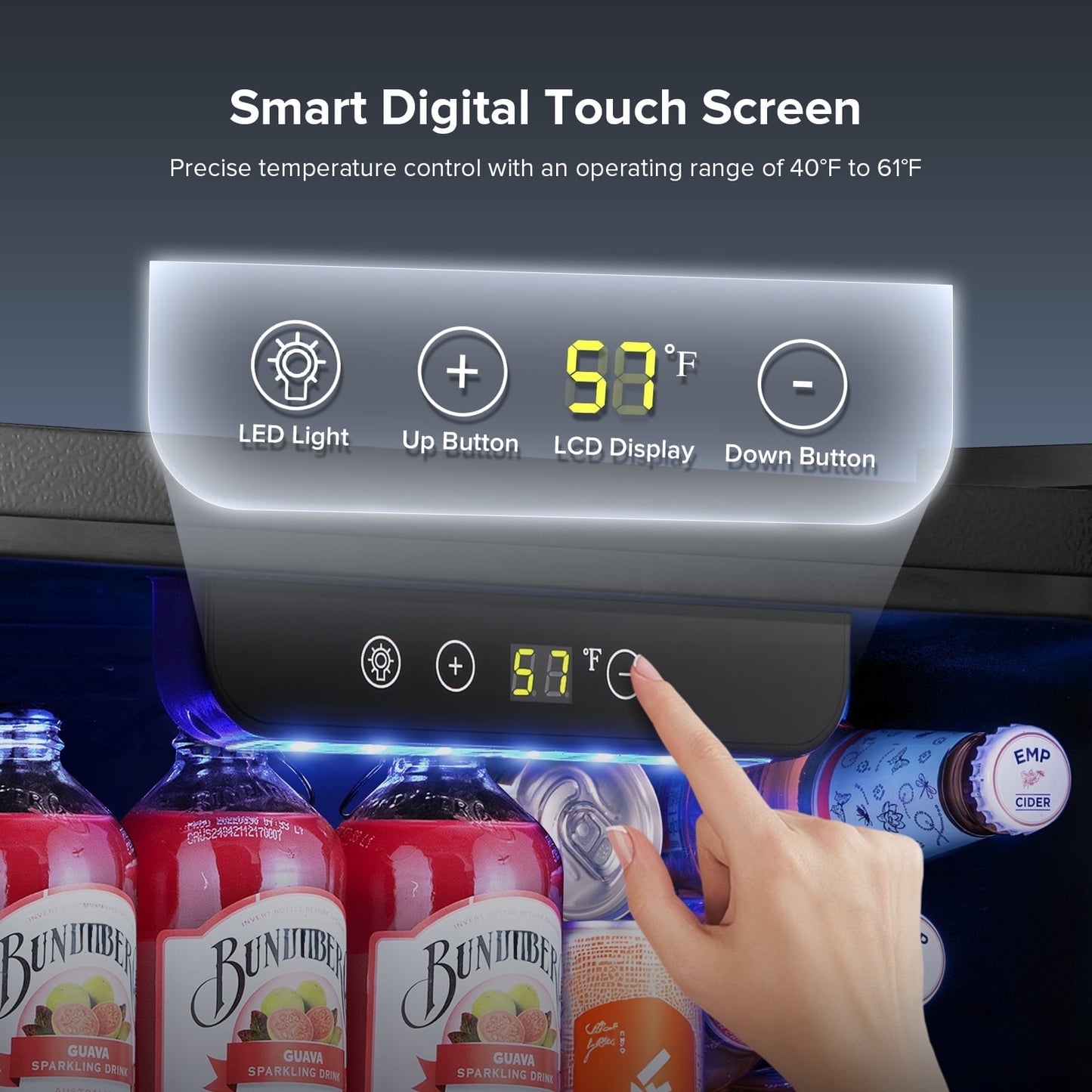 Havato 1.3Cu.Ft Beverage Cooler, 12 Bottles and 48 Cans Mini Refrigerator, Electronic Touch LED Light, Home/Bar/Office