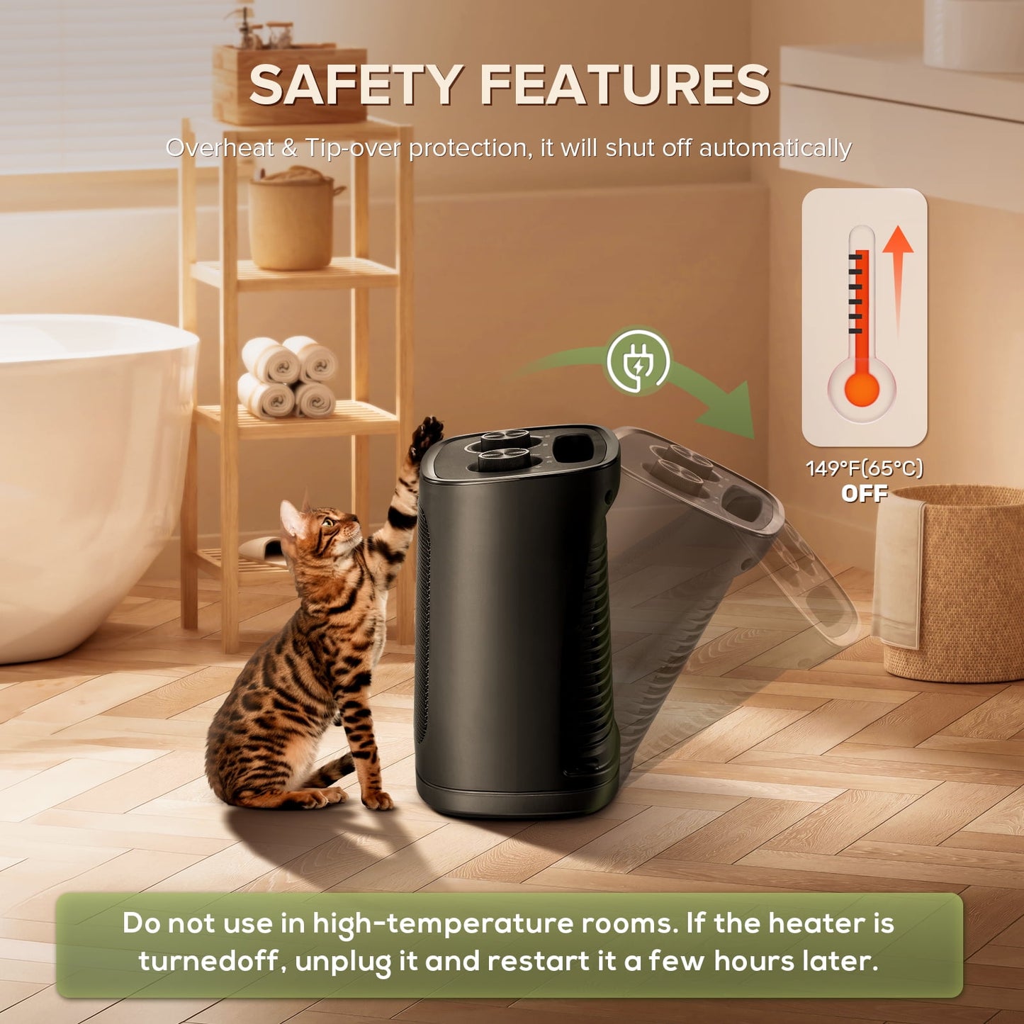 LHRIVER Small Space Heater for Indoor Use - ETL Certified Ceramic Portable Heater Fan, 1500W/750W, Ideal for Home/Dorm/Office, Black