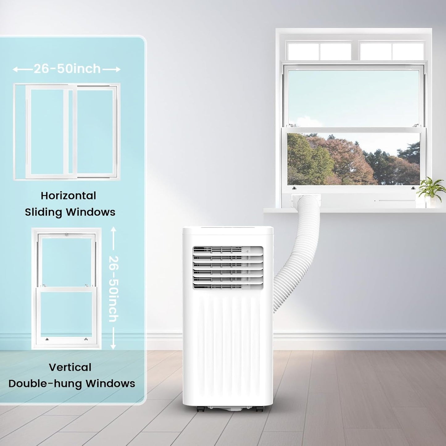 Havato 5000BTU (8000BTU ASHRAE) Portable Air Conditioner with Dehumidifier/Fan/Cooler, Cooling 300 Sq.ft, Remote Control, White