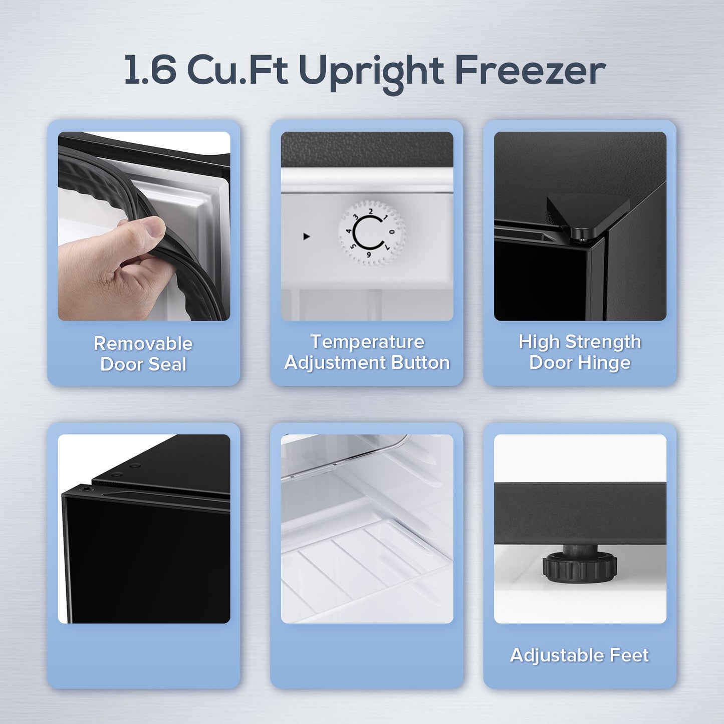 LHRIVER Upright Freezer, Energy Saving 1.1 Cu.ft Single Door Compact Upright Freezer with Reversible Door(Black)