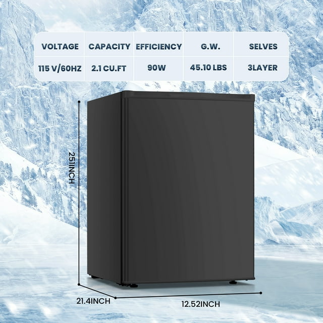 LHRIVER Upright Freezer, Energy Saving 2.1 Cu.ft Single Door Compact Upright Freezer with Reversible Door(Black)