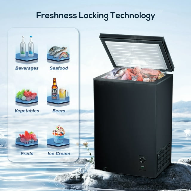 Havato 2.7 Cubic Feet Chest Freezer Free Standing Top Open Door Compact Freezer with Adjustable Temperature-Black