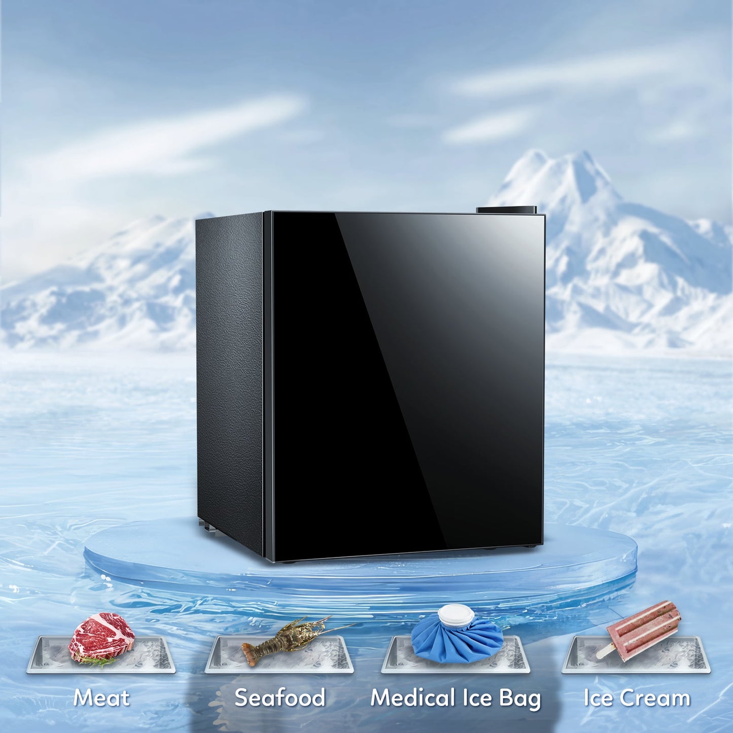 LHRIVER Upright Freezer, Energy Saving 1.1 Cu.ft Single Door Compact Upright Freezer with Reversible Door(Black)