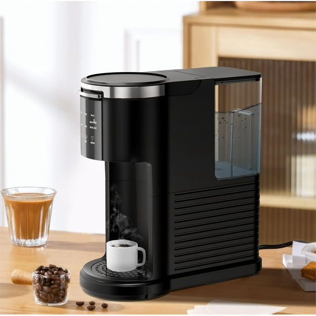 Havato 2-in-1 Mini Coffee Maker Single Serve Coffee Machine, K Cup & Ground Coffee Powder Brewer, Black