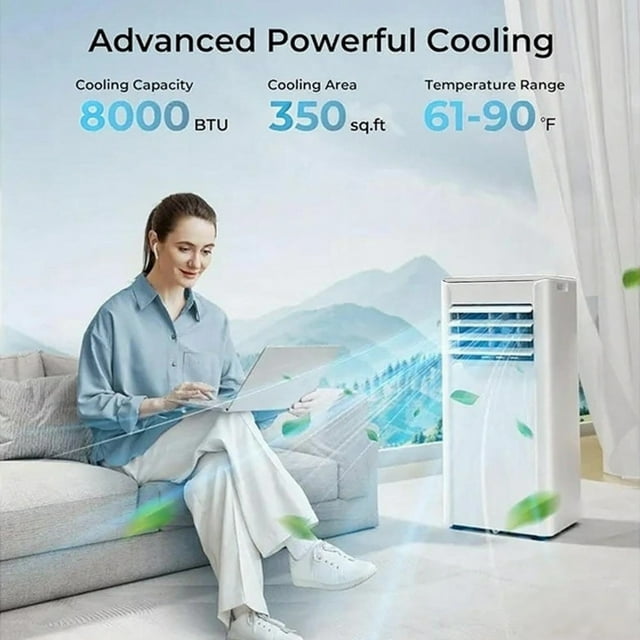 Havato 8,000 BTU Portable Air Conditioners, 4-in-1 Portable AC Unit Up to 350 Sq.Ft, 4 Modes Quiet Air Conditioner with Remote Control, Cool, Fan, Dehumidifier,24H Timer,Bedroom, Office, Apartments