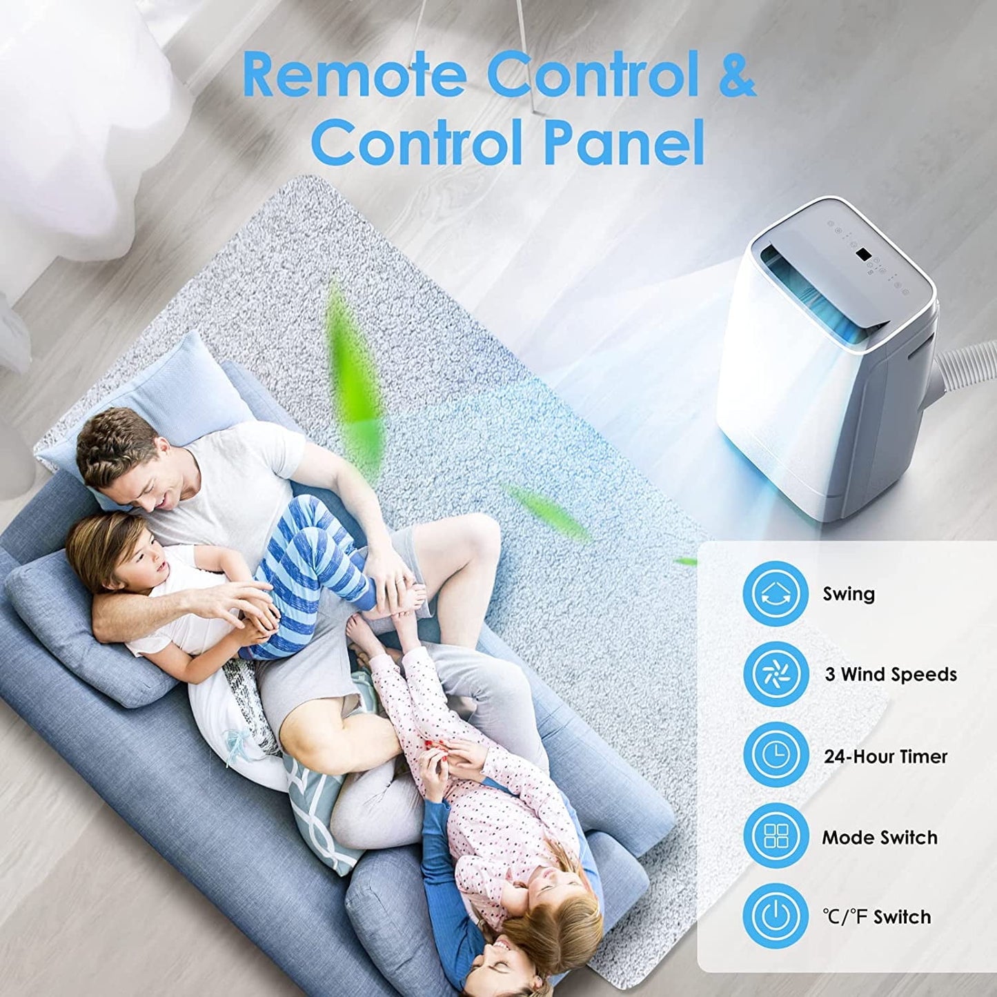 Havato 8150BTU (12000 BTU ASHRAE) Portable Air Conditioner, 550 sq. ft, Quiet 3-in-1 Portable AC Unit, Wide Oscillation, 24H Timer, Air Conditioner Portable for Room, Remote Control