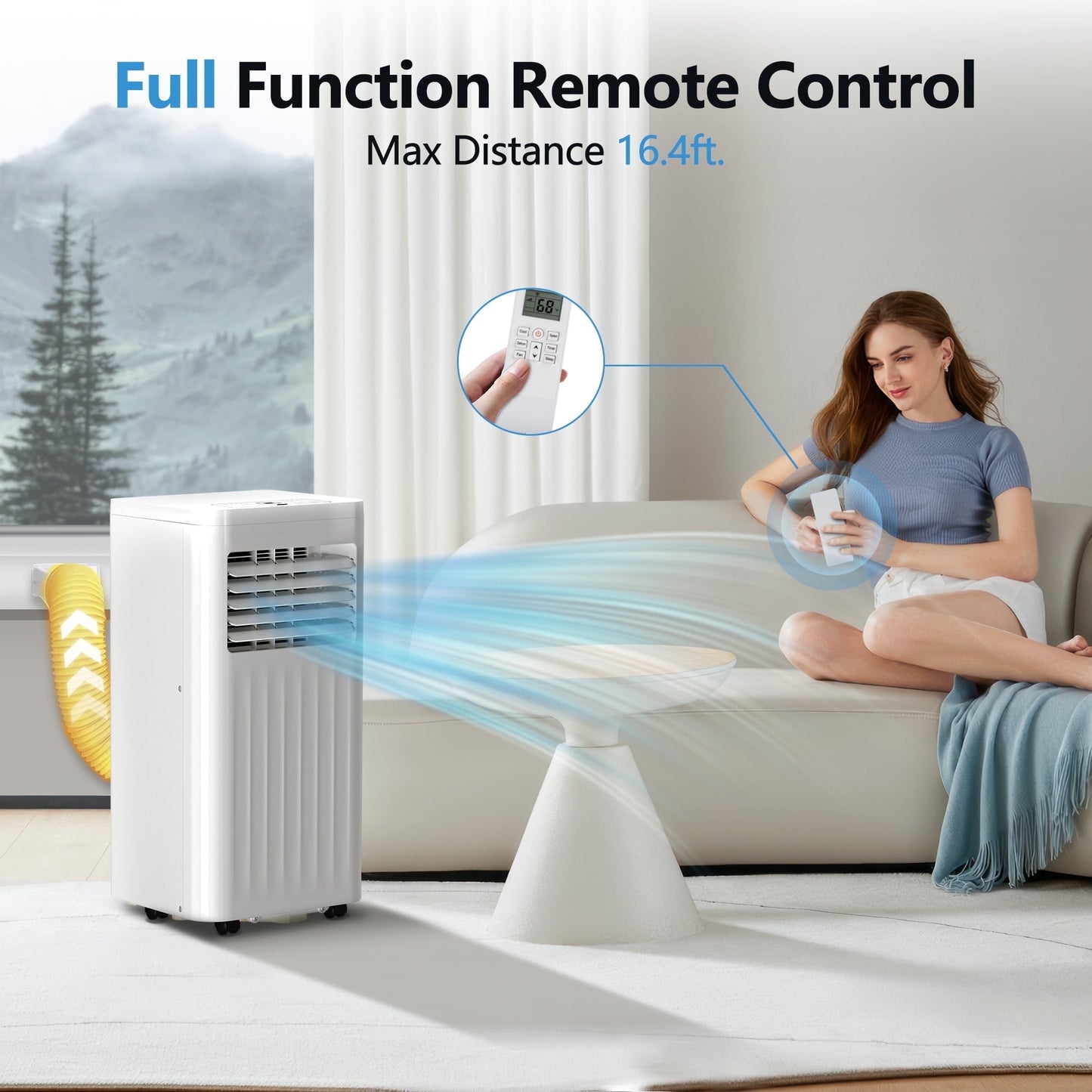 Havato 5000BTU (8000BTU ASHRAE) Portable Air Conditioner with Dehumidifier/Fan/Cooler, Cooling 300 Sq.ft, Remote Control, White