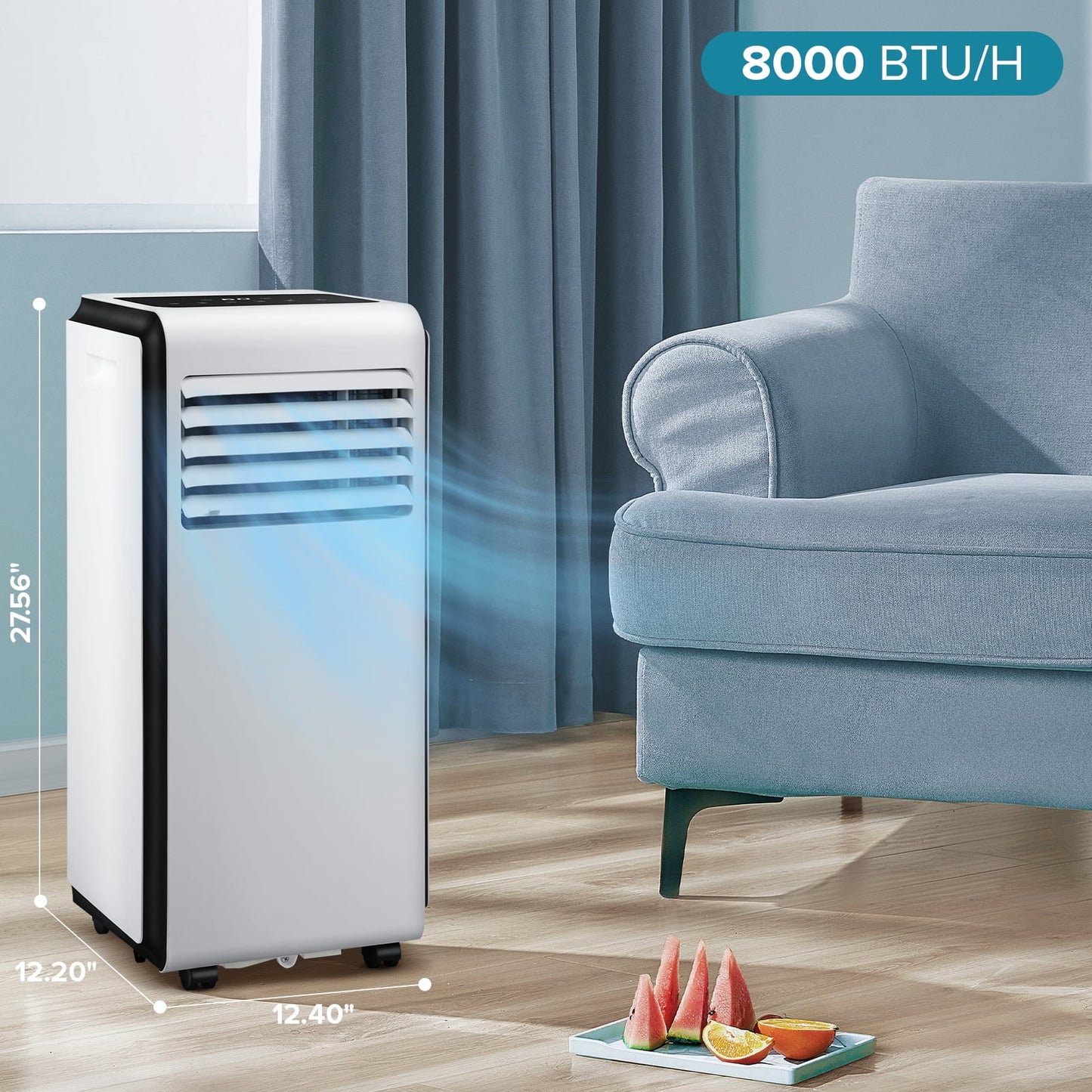 LHRIVER Portable Air Conditioner 5000BTU (8000 BTU ASHARE), Remote Control, Cools 250sq. ft, Quiet Operation, Window Fan, 24H Timer, 3 Fan Speed for Bedroom Office Home Dorm