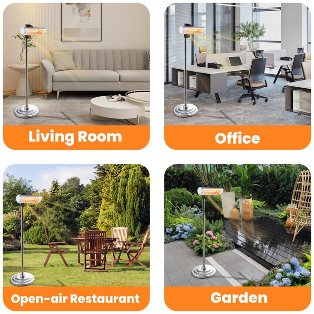 LHRIVER Electric Patio Heater, Height Adjustable & Remote Control, Waterproof IP65 Rated, 1500W, Both Indoor & Outdoor