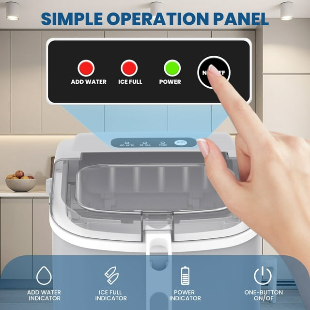 Havato Table Portable Quick Ice Maker, with Ice Basket, Ice Shovel, Ice Basket Handle, 9/6-12Min, 12KG/24H, Bullet Ice, Self-Cleaning, Water Shortage/Ice Fullness Prompt, Home/Kitchen/Office/Bar, Gray