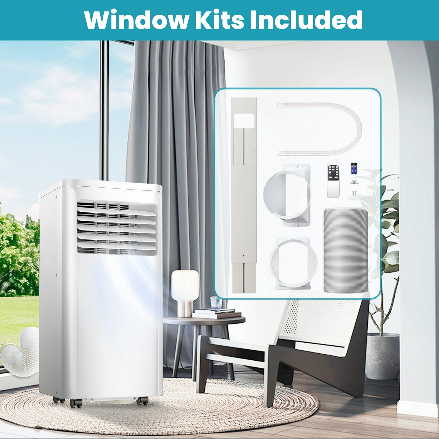 LHRIVER Portable Air Conditioner with Window Kits 5000BTU (8000 BTU ASHRAE), Dehumidifier, Fan, AC unit
