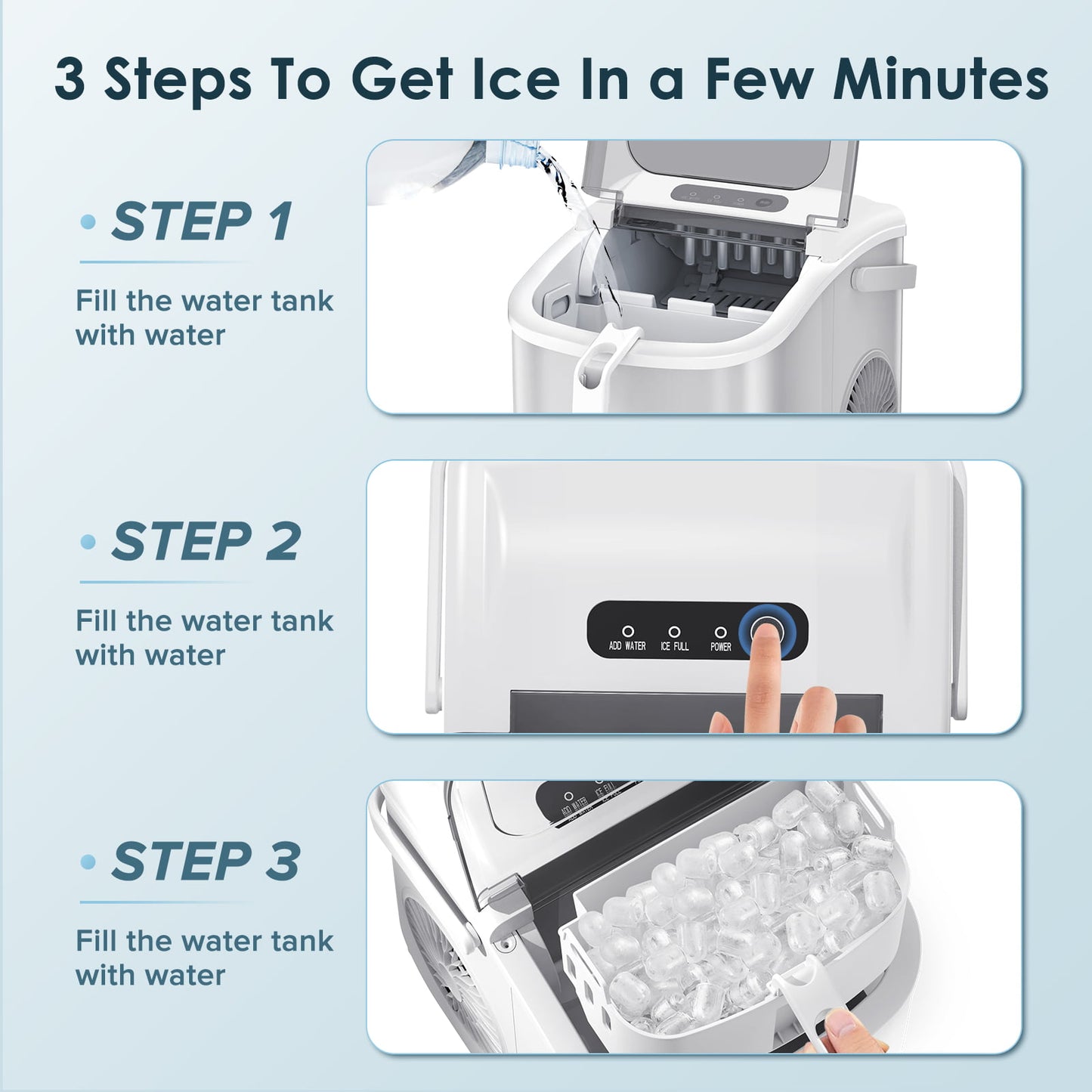 LHRIVER Countertop Ice Maker, Portable Ice Machine with Handle, 26Lbs/24H, 9Pcs/6Mins, One-Click Operation Ice Makers, with Ice Scoop and Basket, for Kitchen/Bar/Party - (White)