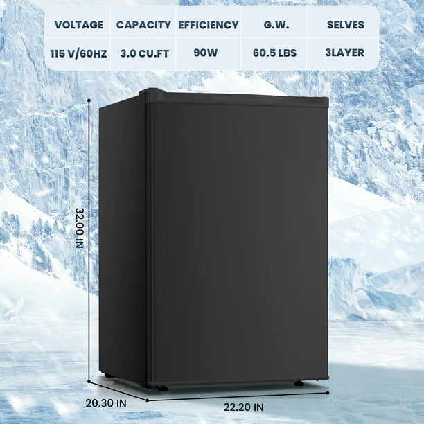 LHRIVER Upright Freezer, Energy Saving 3.0 Cu.ft Single Door Compact Upright Freezer with Reversible Door(Black)