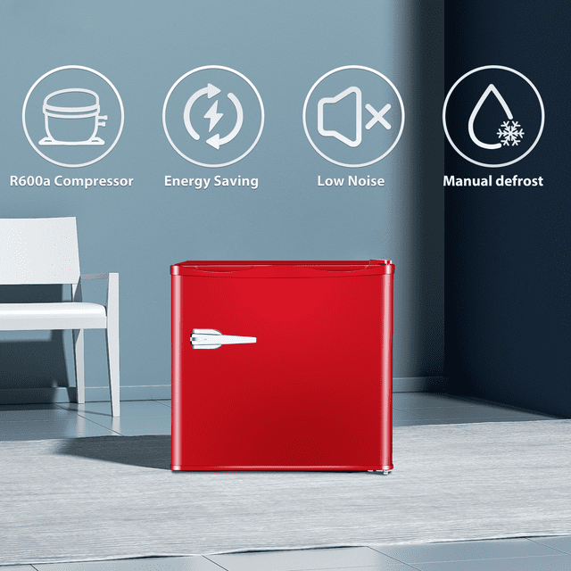 LHRIVER Mini Upright Freezer Compact Refrigerators,1.2Cu.ft Small Stand up Freezer for Home Office, Red