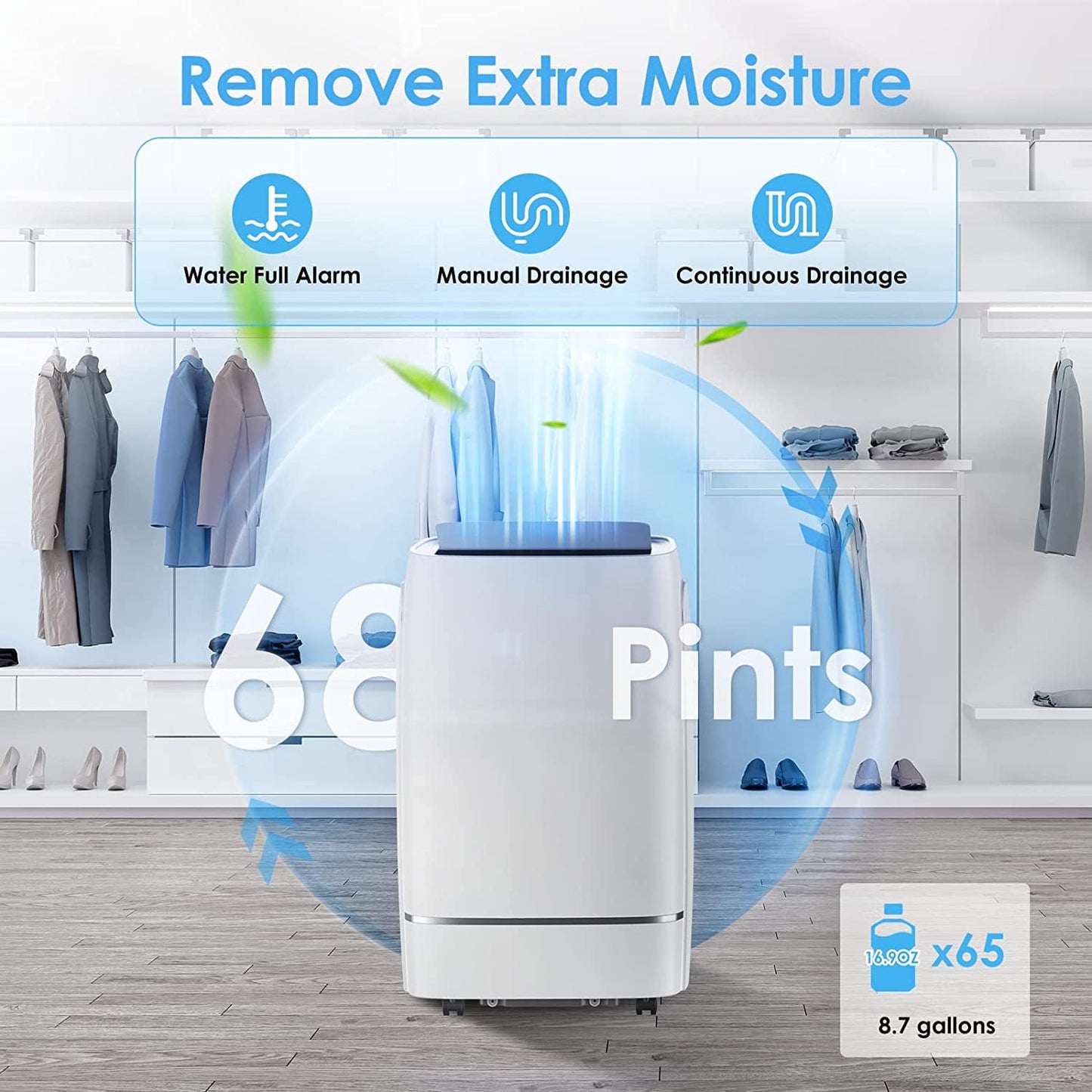 Havato 8150BTU (12000 BTU ASHRAE) Portable Air Conditioner, 550 sq. ft, Quiet 3-in-1 Portable AC Unit, Wide Oscillation, 24H Timer, Air Conditioner Portable for Room, Remote Control