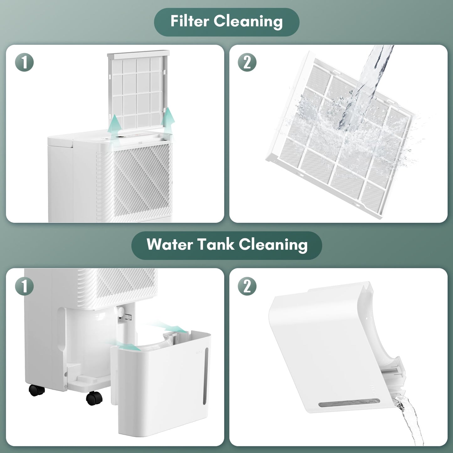 LHRIVER 22 Pint Dehumidifiers with Drain Hose, 24H Timer, Portable Design with Handle for Bathroom and Bedroom