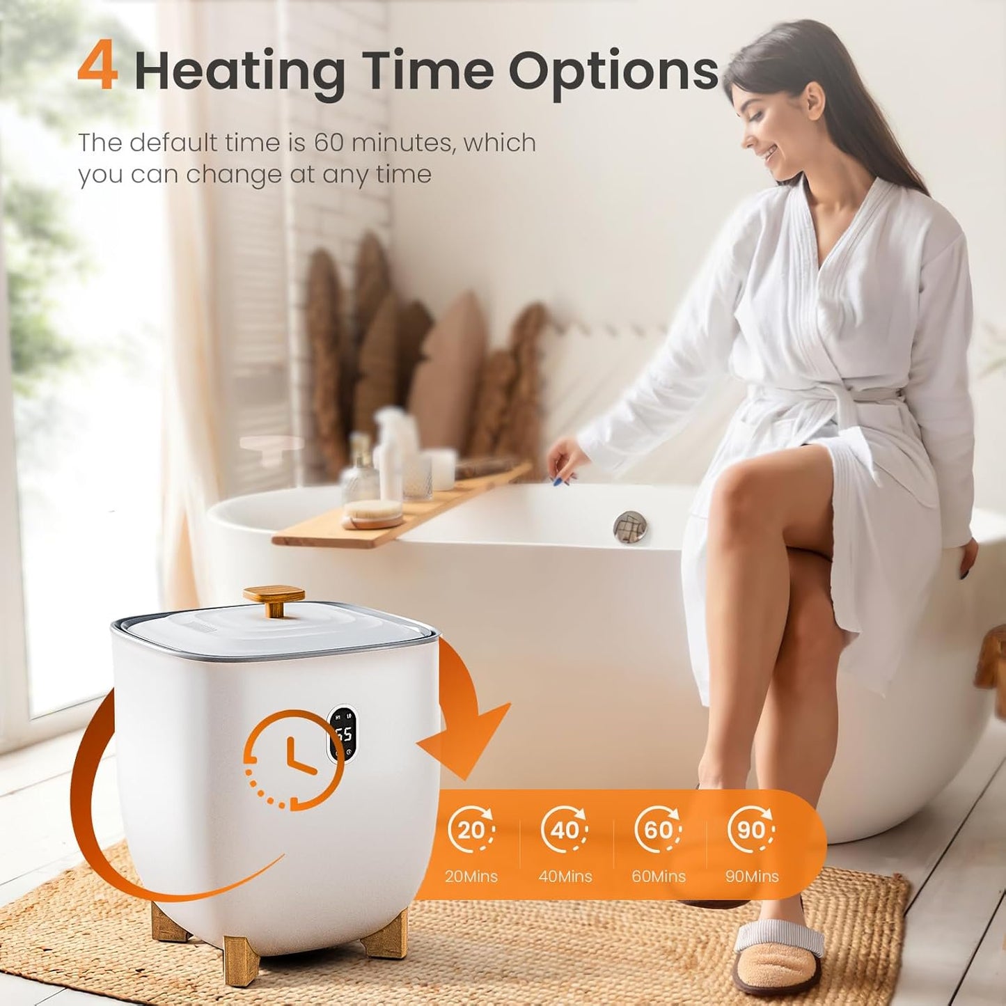 Havato 25L Towel Warmers with 2 Heating Modes and Auto Shut-Off,LCD Screen,Large Capacity Towel Heater Bucket Fits 2 Large Blankets,Customized Fragrance,White
