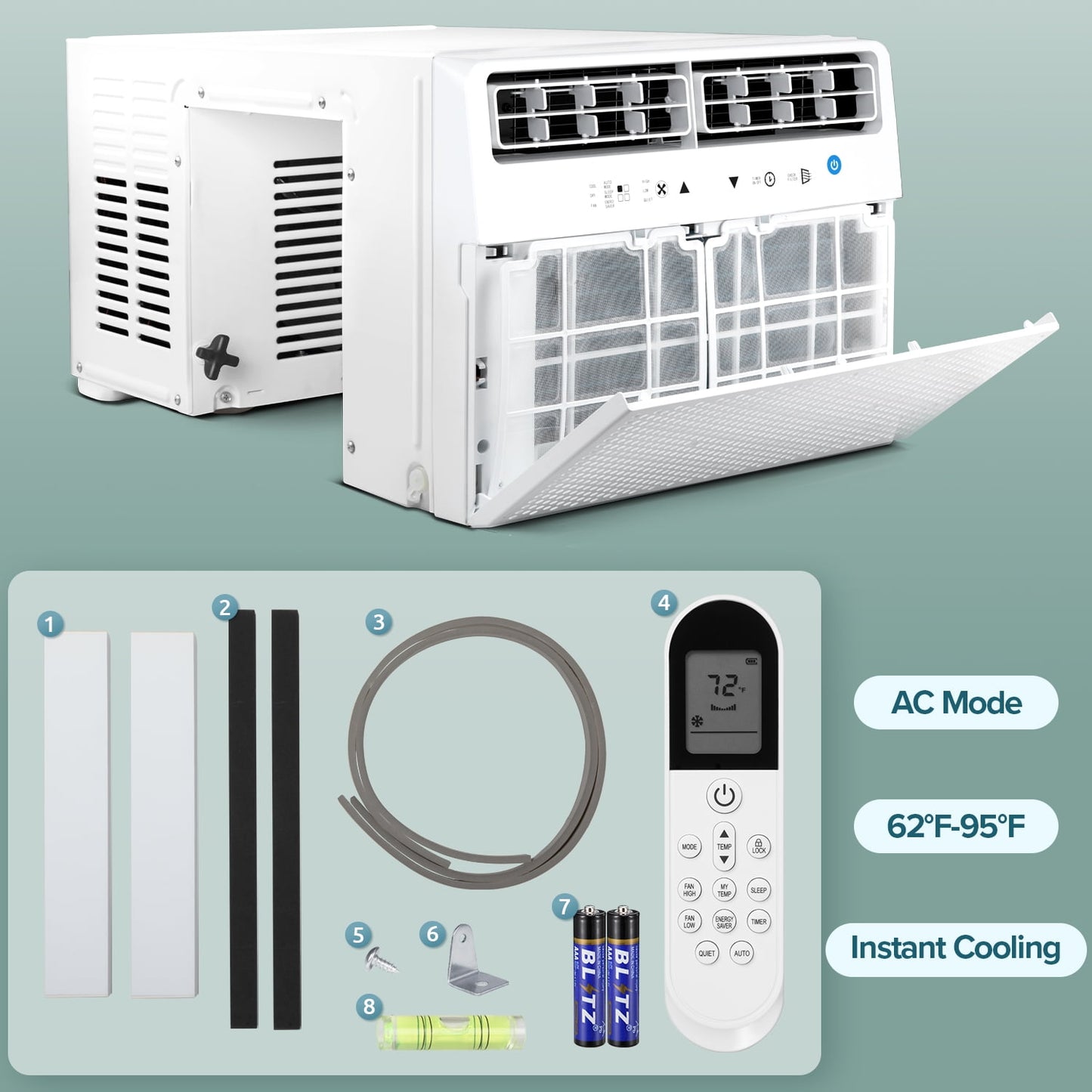 LHRIVER 6300 BTU (10000 BTU ASHRAE) Window Air Conditioner, Remote Control, 6 In 1, 450 Sq. Ft