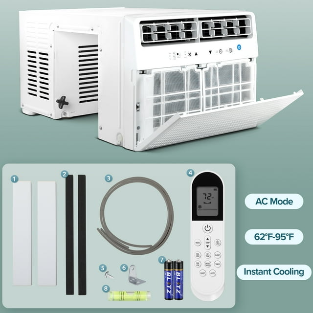 Havato U-Shape Window Air Conditioner 12000 BTU Ashrae 115 Volt with Remote Control, 6 Modes and 3 Fan Modes, 24 Hour Timer, 550 Sq.Ft