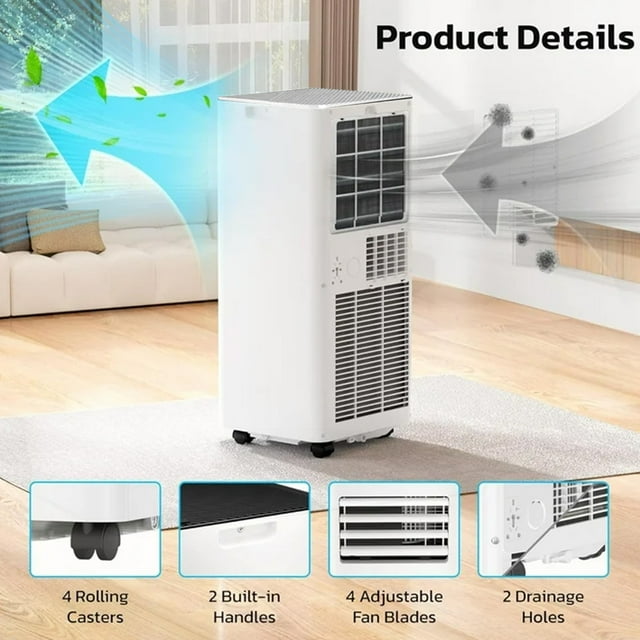 Havato 8,000 BTU Portable Air Conditioners, 4-in-1 Portable AC Unit Up to 350 Sq.Ft, 4 Modes Quiet Air Conditioner with Remote Control, Cool, Fan, Dehumidifier,24H Timer,Bedroom, Office, Apartments