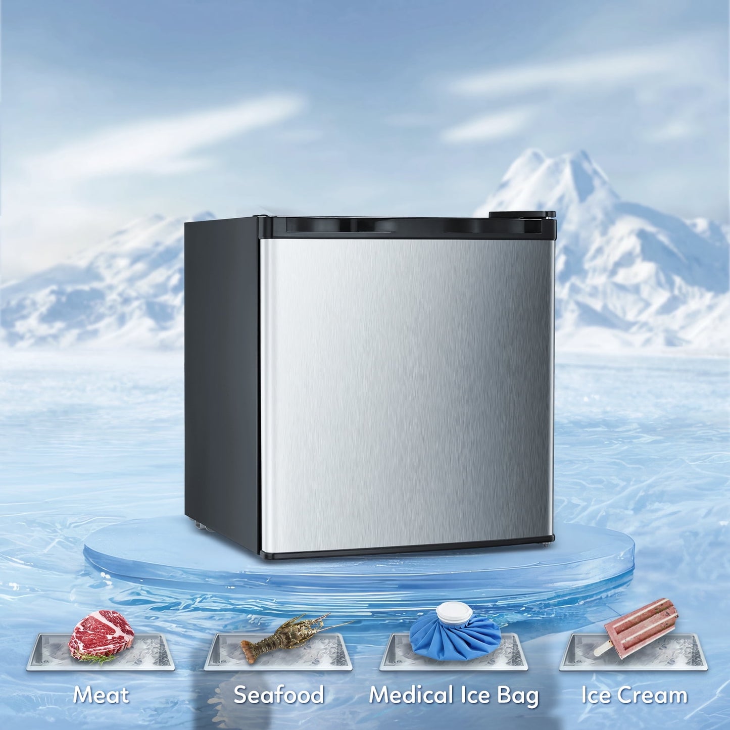 Havato Mini Freezer Countertop, Energy Efficient 1.1 Cu.ft, Single Door Compact Upright Freezer with Reversible Door for Home/Office/Kitchen (Silver)