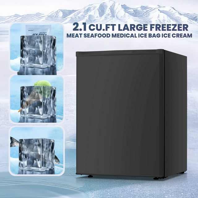 LHRIVER Upright Freezer, Energy Saving 2.1 Cu.ft Single Door Compact Upright Freezer with Reversible Door(Black)