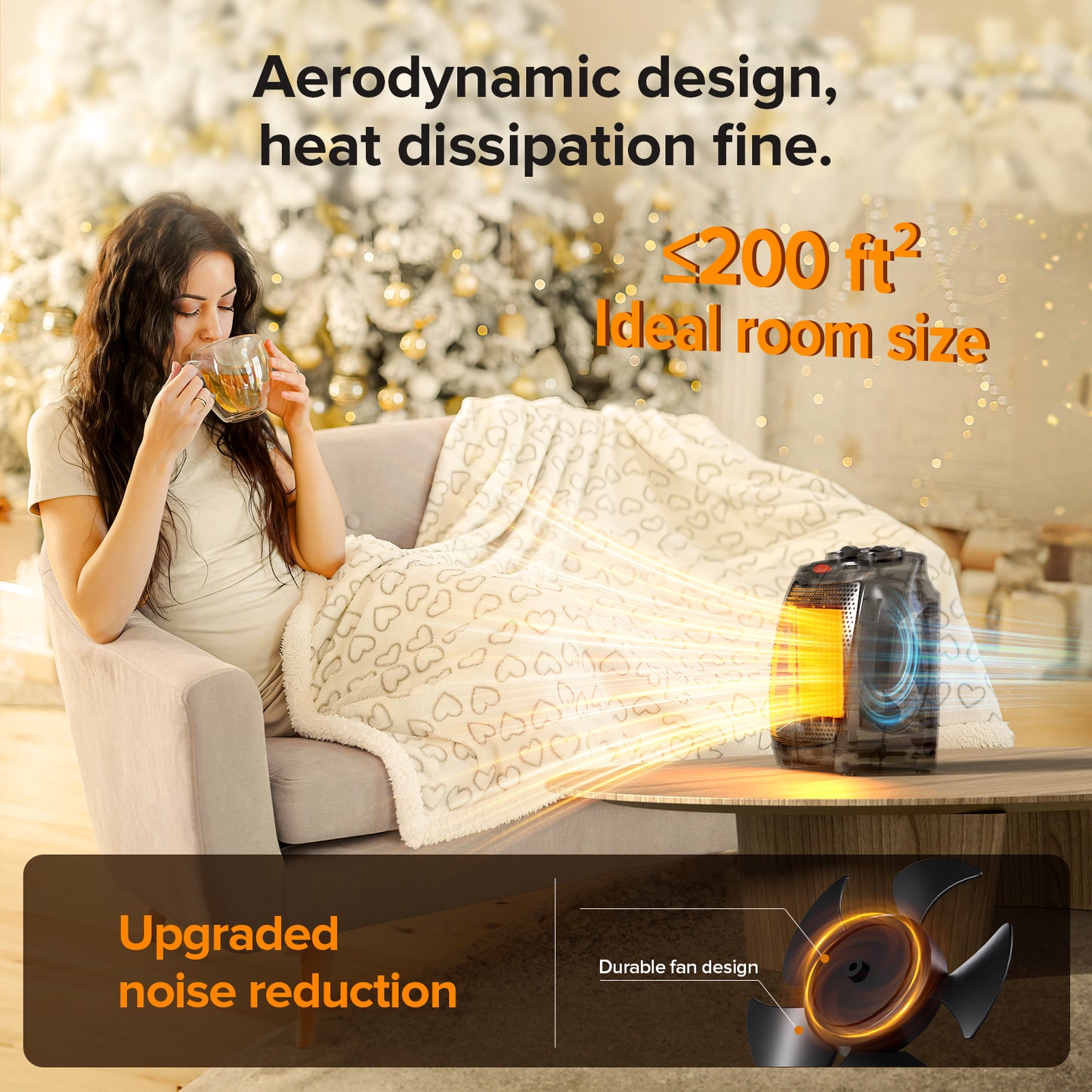 Havato Portable Space Heater for inside, 750W/1500W, ETL Certified, Silent Heating, Ceramic Small Fan Heater, for Home & Dorm, Black