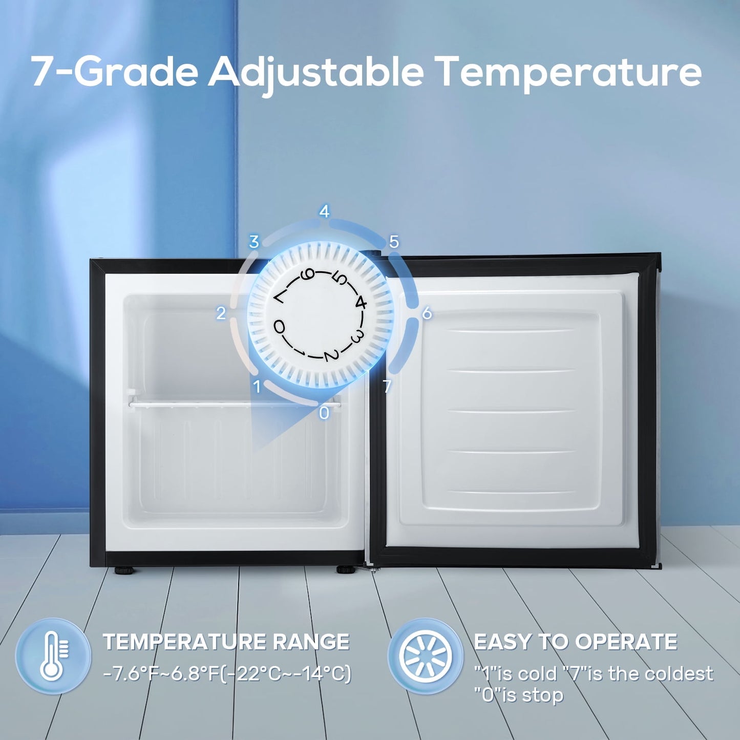 Havato Mini Freezer Countertop, Energy Efficient 1.1 Cu.ft, Single Door Compact Upright Freezer with Reversible Door for Home/Office/Kitchen (Silver)