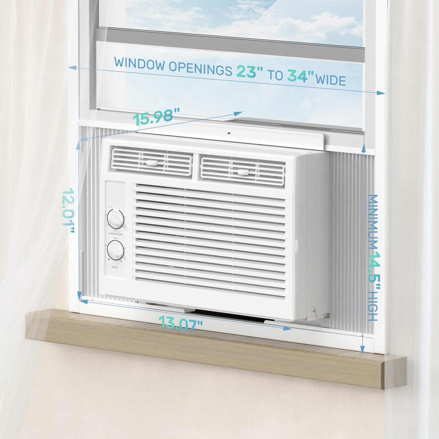 LHRIVER Window Air Conditioners 5000BTU, 150 Sq. Ft, 2 in 1, White