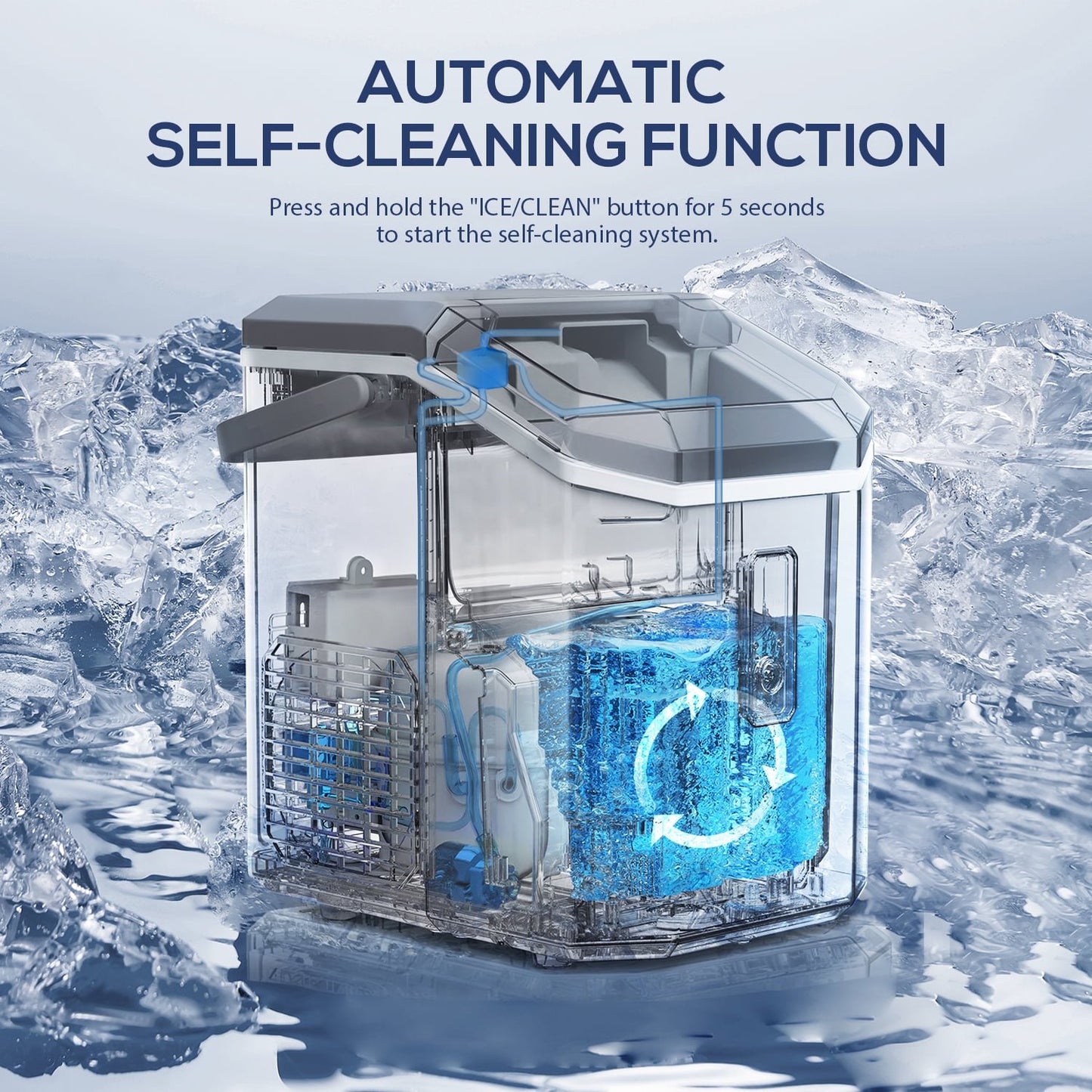 Havato Nugget Ice Maker, Extruded Ice & Chewed Ice, 34Lbs /24H, Self-Cleaning, Kitchen/Office/Party, Grey