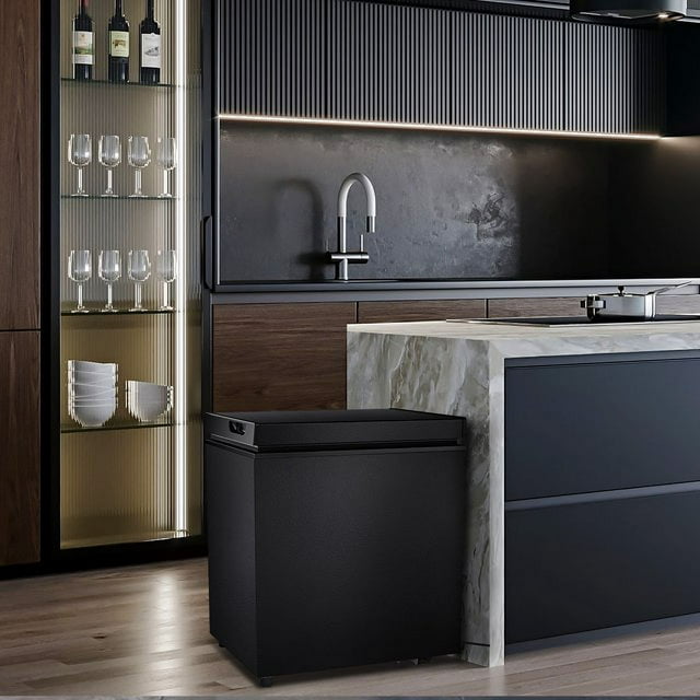 LHRIVER 1.8 Cu.ft Freezer Freestanding, Top Open Door Compact Freezer , Adjustable Temperature, Suitable for Home/Kitchen/Office/Restaurant (Black)
