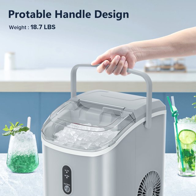 Havato Nugget Portable Ice Maker, 33lbs/24H, Self-Cleaning Function, First Choice for Home/Office/Parties , Grey