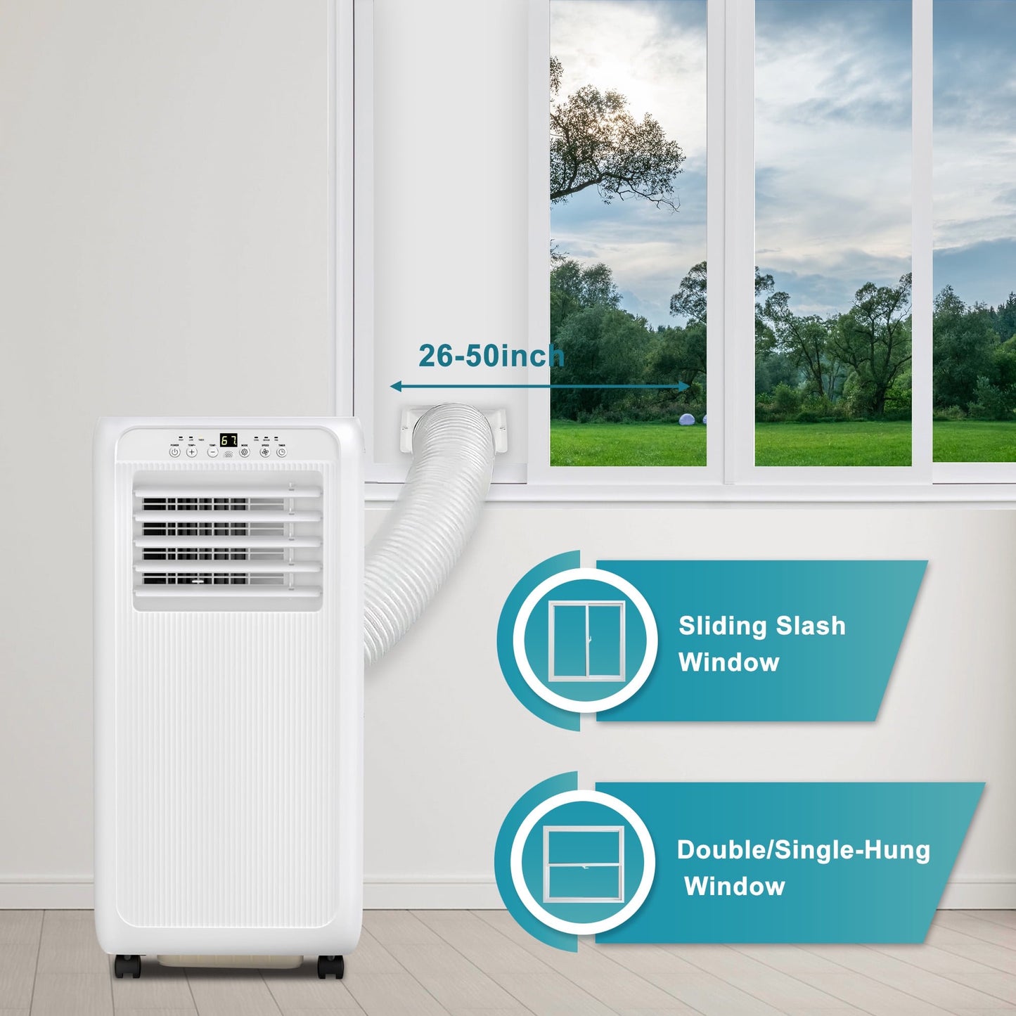 Havato 8000 BTU Portable Air Conditioner with Dehumidifier/Fan/Cooler, Cooling 250 Sq.ft, Remote Control, White