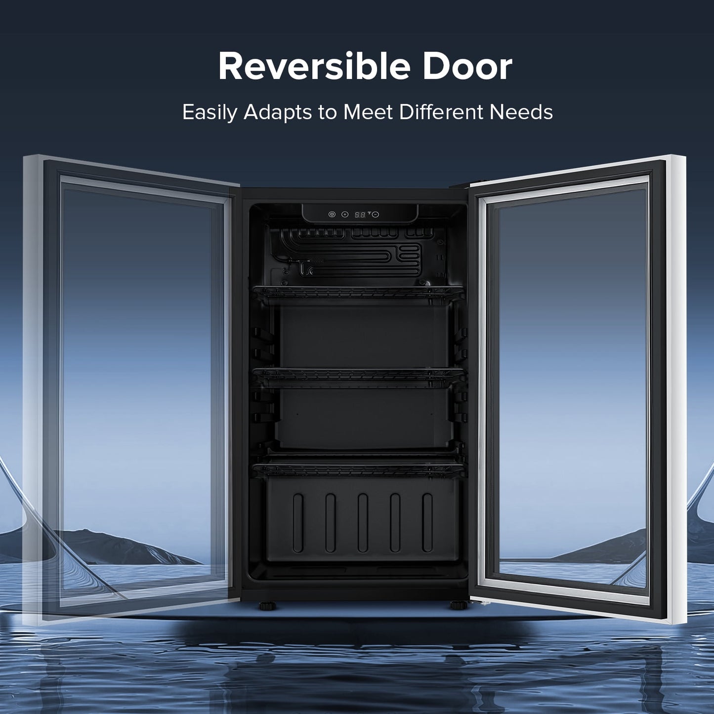 LHRIVER 3.2Cu.ft Beverage Refrigerator and Cooler, 130 Can Mini Fridge, Freestanding Constant Wine Chiller with Glass Door (Silver)