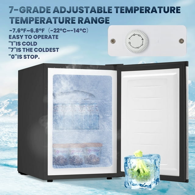 LHRIVER Upright Freezer, Energy Saving 2.1 Cu.ft Single Door Compact Upright Freezer with Reversible Door(Silver)