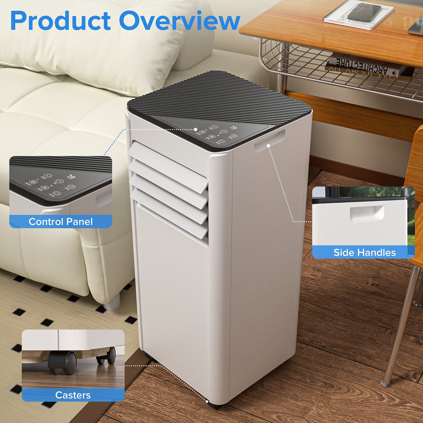 Havato 6000BTU (10,000 BTU ASHRAE) Portable Air Conditioner, Cooling/Dehumidifier/Fan/Sleep, 4-in-1 AC unit, Remote Control,  Cools up to 350 Sq.Ft