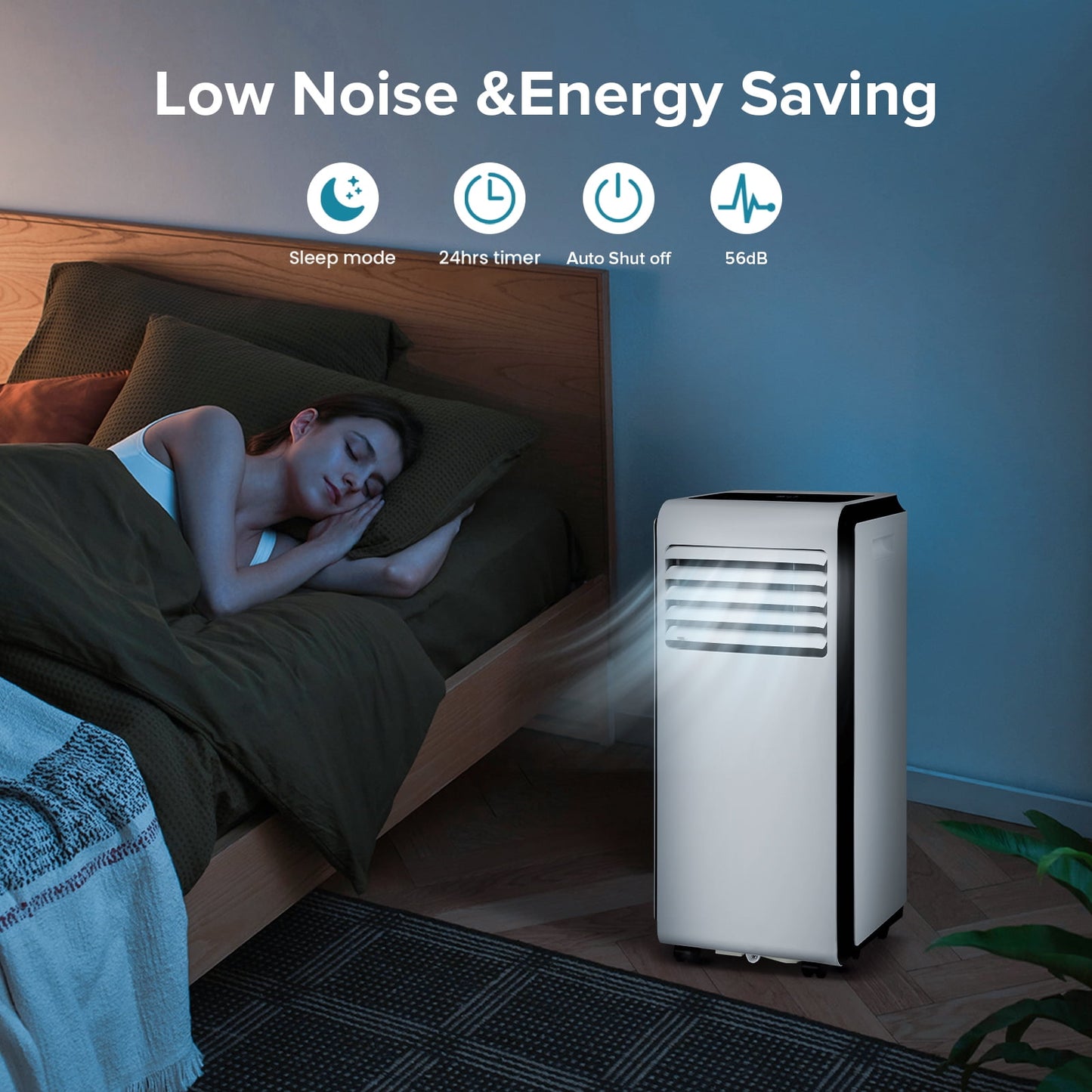 LHRIVER Portable Air Conditioner 5000BTU (8000 BTU ASHARE), Remote Control, Cools 250sq. ft, Quiet Operation, Window Fan, 24H Timer, 3 Fan Speed for Bedroom Office Home Dorm