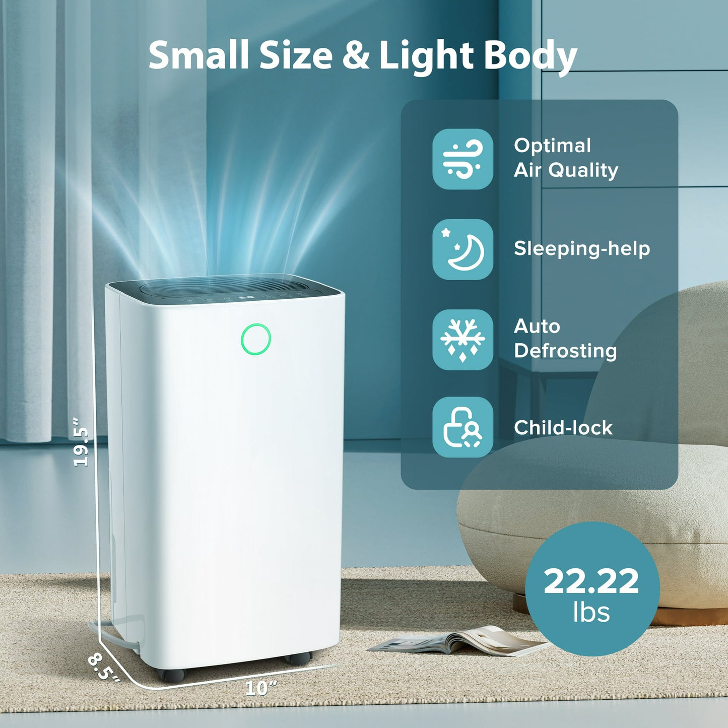 LHRIVER 30 Pint Dehumidifiers, 1000 Sq. ft Dehumidifier with Drain Hose, 0.53 Gallon Water Tank, 3 Operation Modes, 24H Timer for Home/Laundry Room