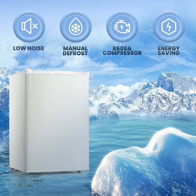 LHRIVER Upright Freezer, Energy Saving 3.0 Cu.ft Single Door Compact Upright Freezer with Reversible Door(White)
