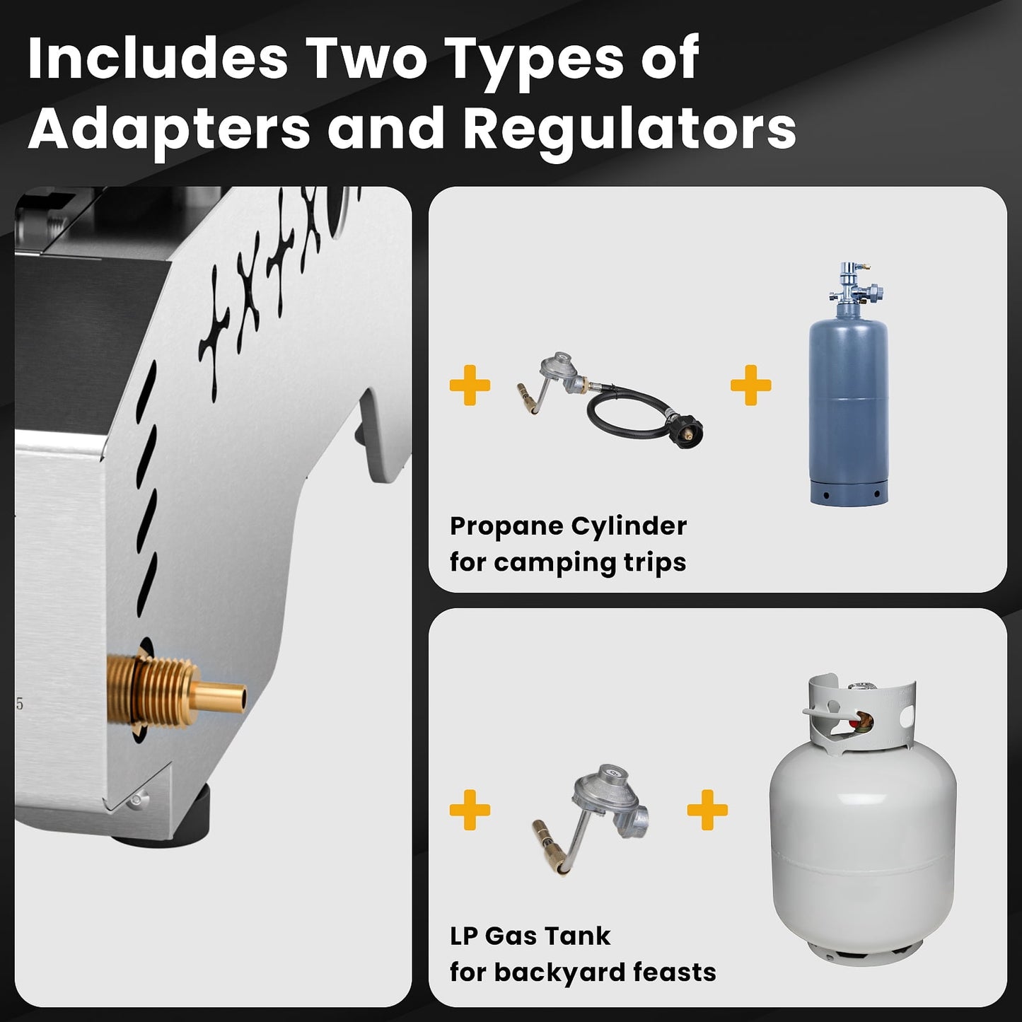 LHRIVER 2 Burner Food Grade SUS304 Tabletop Griddle, 16,000 BTU 310 Sq. In. Portable Propane Gas Griddle